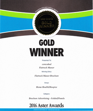 2016 Gold Aster Award Flatrock Manor’s  Assisted Living Brochures