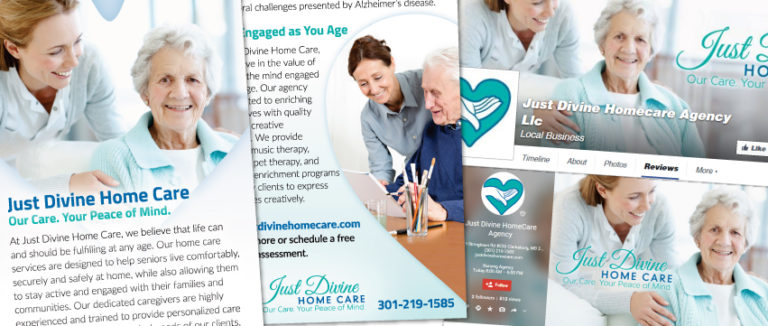 Just Divine Home Care Rackcard and Social Media Banners