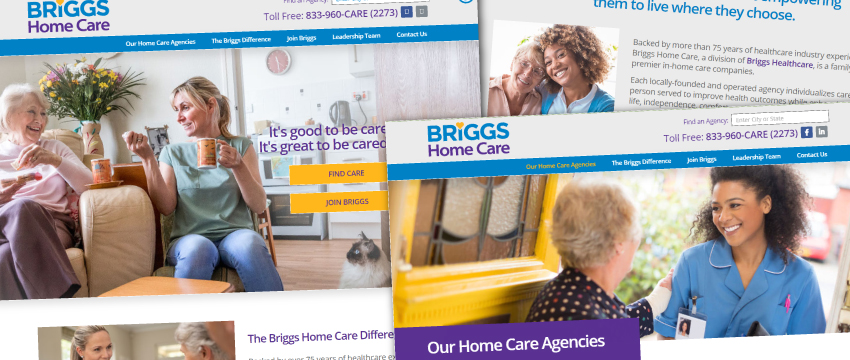 Briggs Home Care website and logo