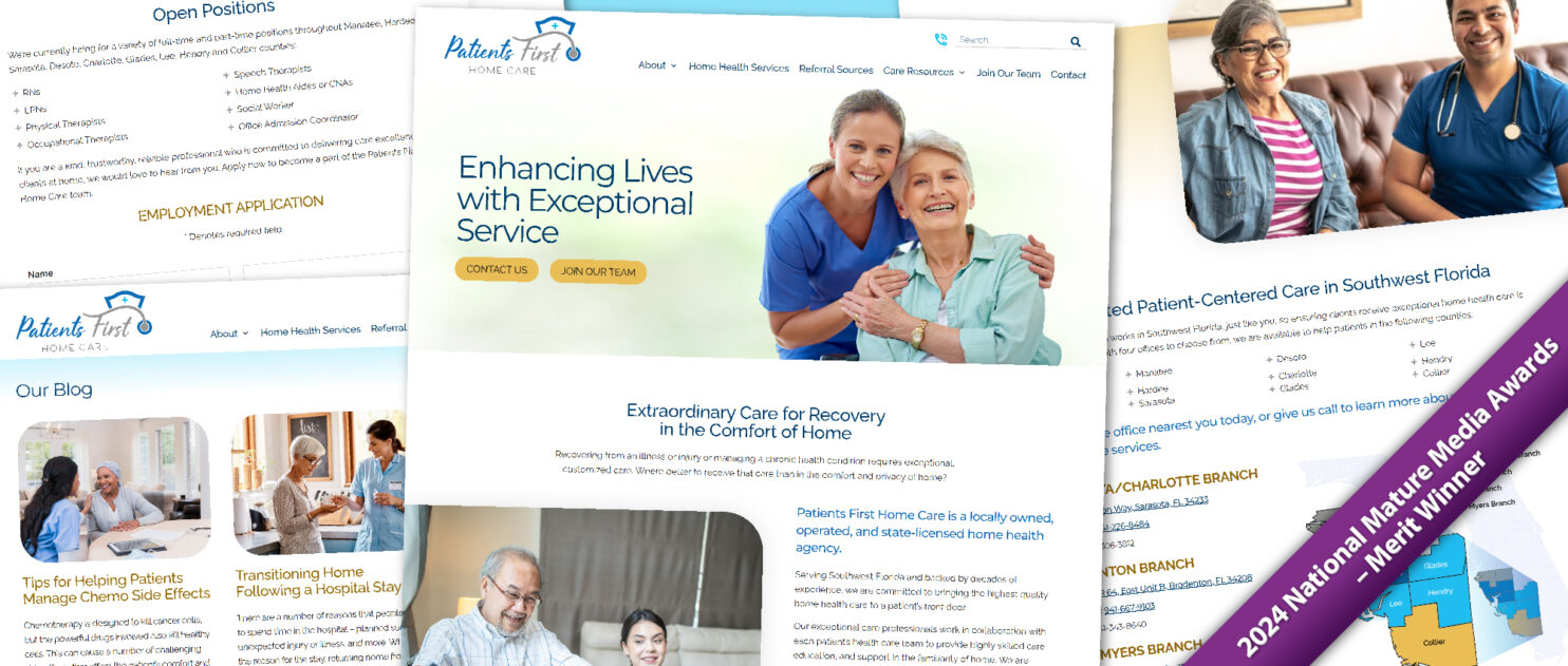 Patients First Home Care award-winning Website