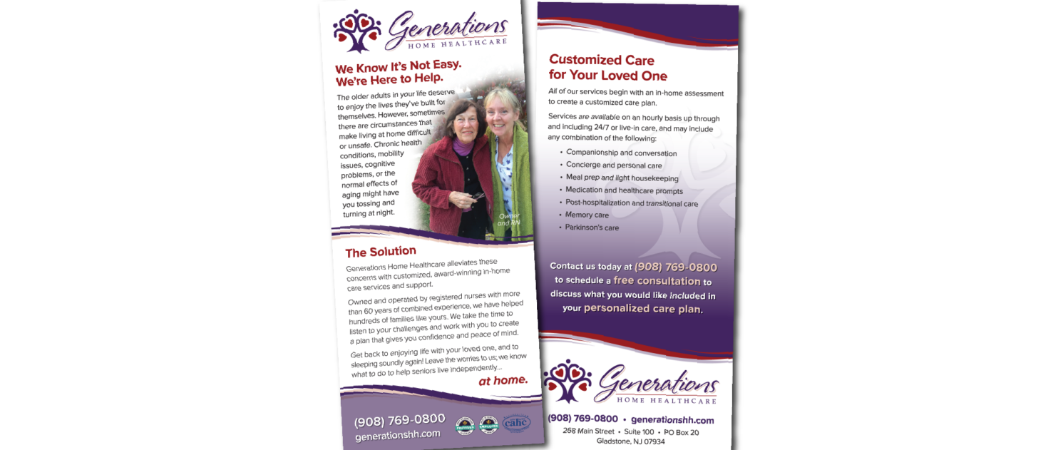 Generations Home Healthcare rack card