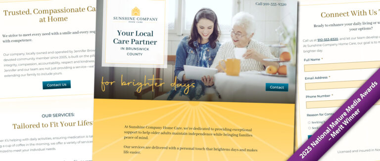 Sunshine Company Home Care - website - award