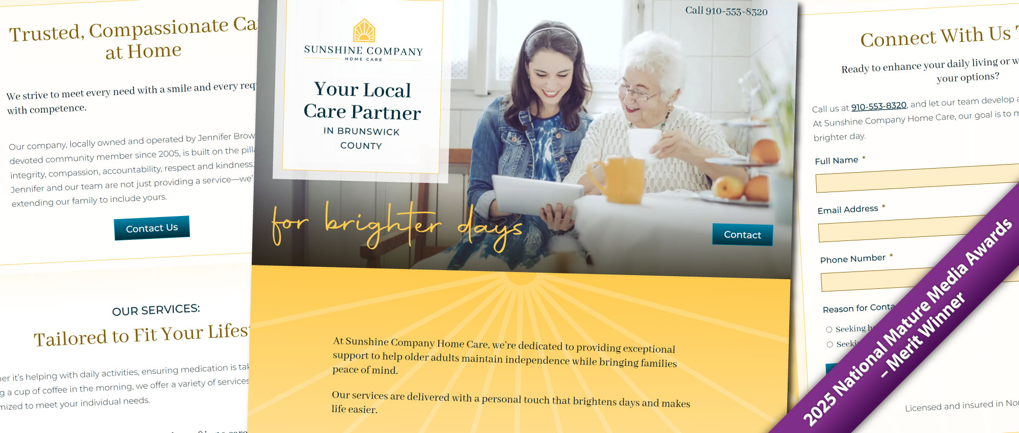 Sunshine Company Home Care - website - award