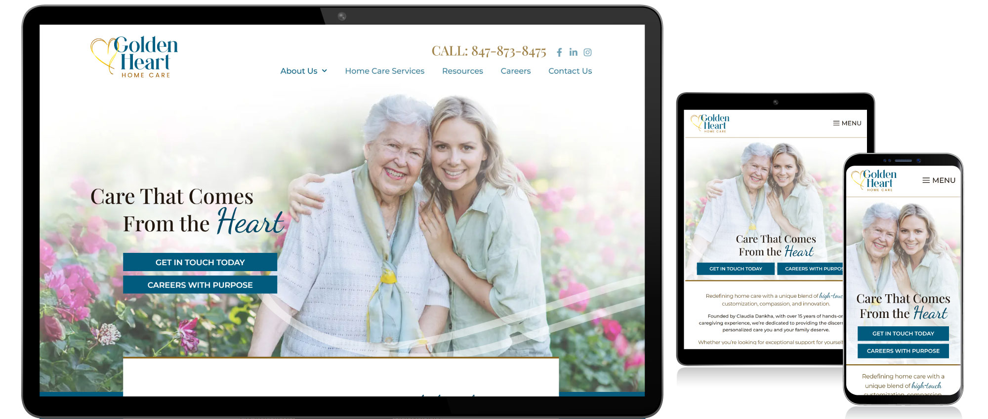 Golden Heart Home Care website