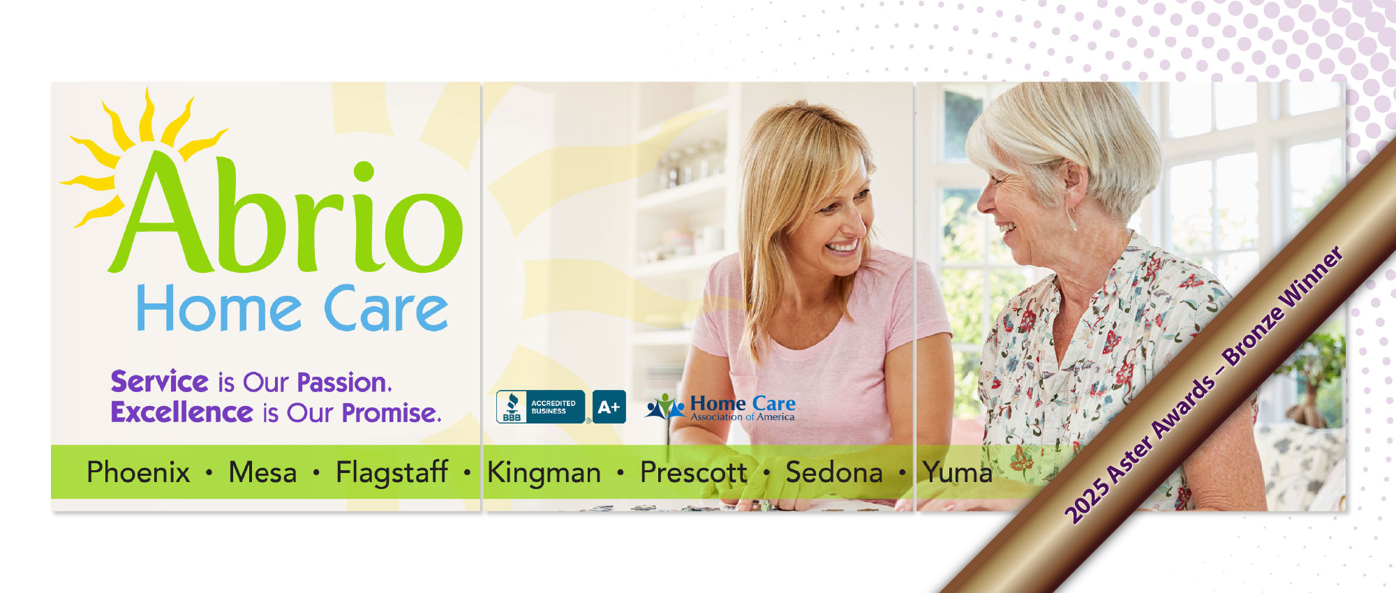 Abrio Home Care - 2024 Instagram banner - winner of 2025 Bronze Aster Award