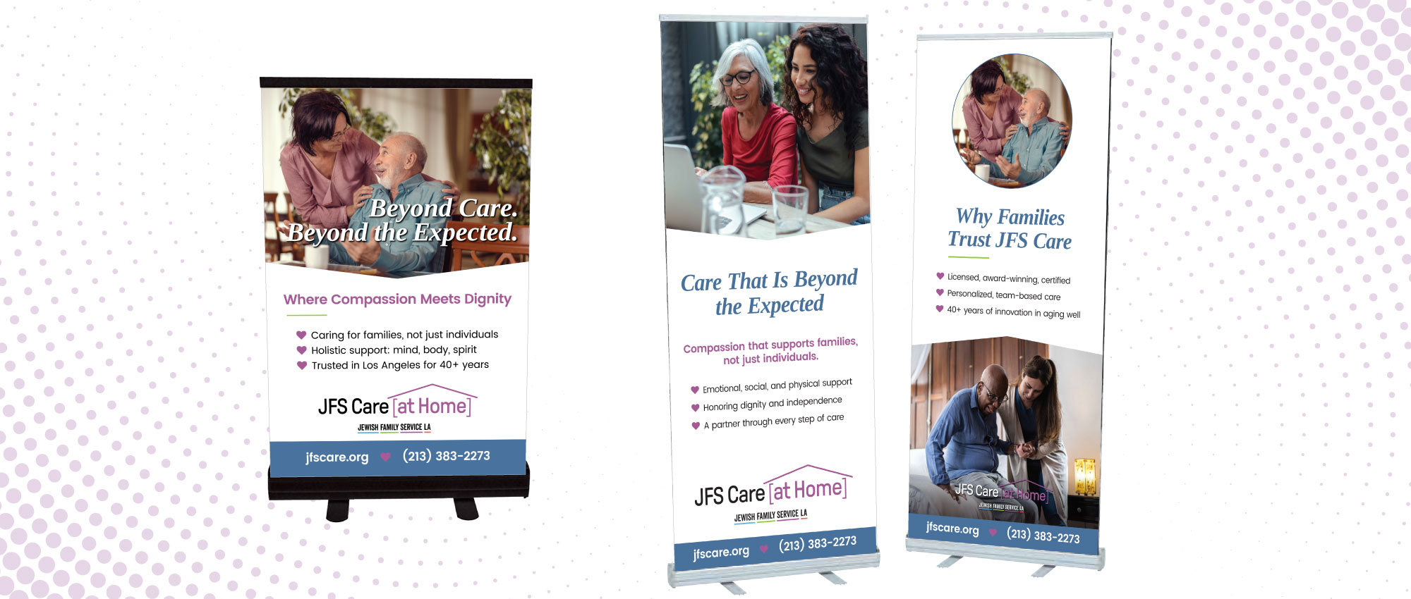 Tabletop and full display banners for JFS Care